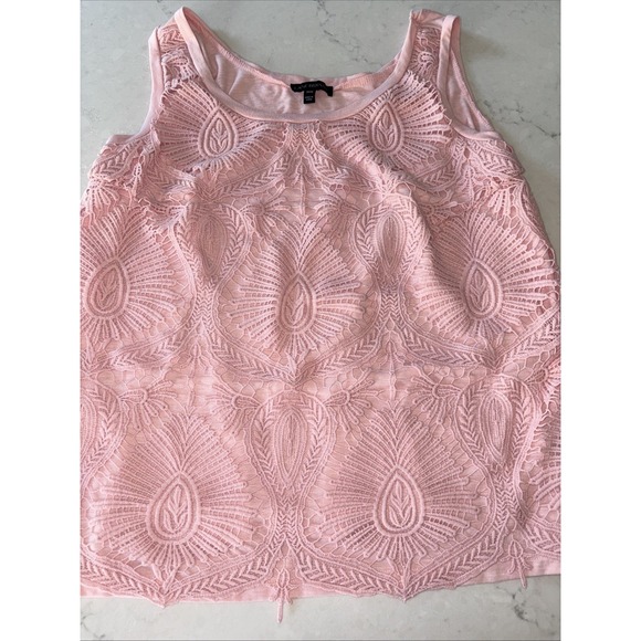 LANE BRYANT  Womens Size 14/16‎ Pink Crochet Overlay Sleeveless Top NWT - Picture 1 of 4